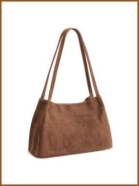 Genuine Suede Leather Hobo Shoulder Bag Soft Magnetic Snap Women
